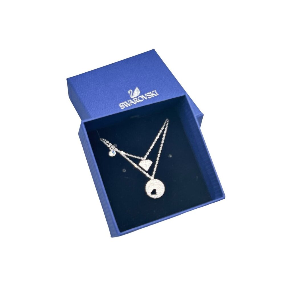 Swarovski Cry Wishes Pendant Necklace Set Rhodium Plated Metal Crystal Accents